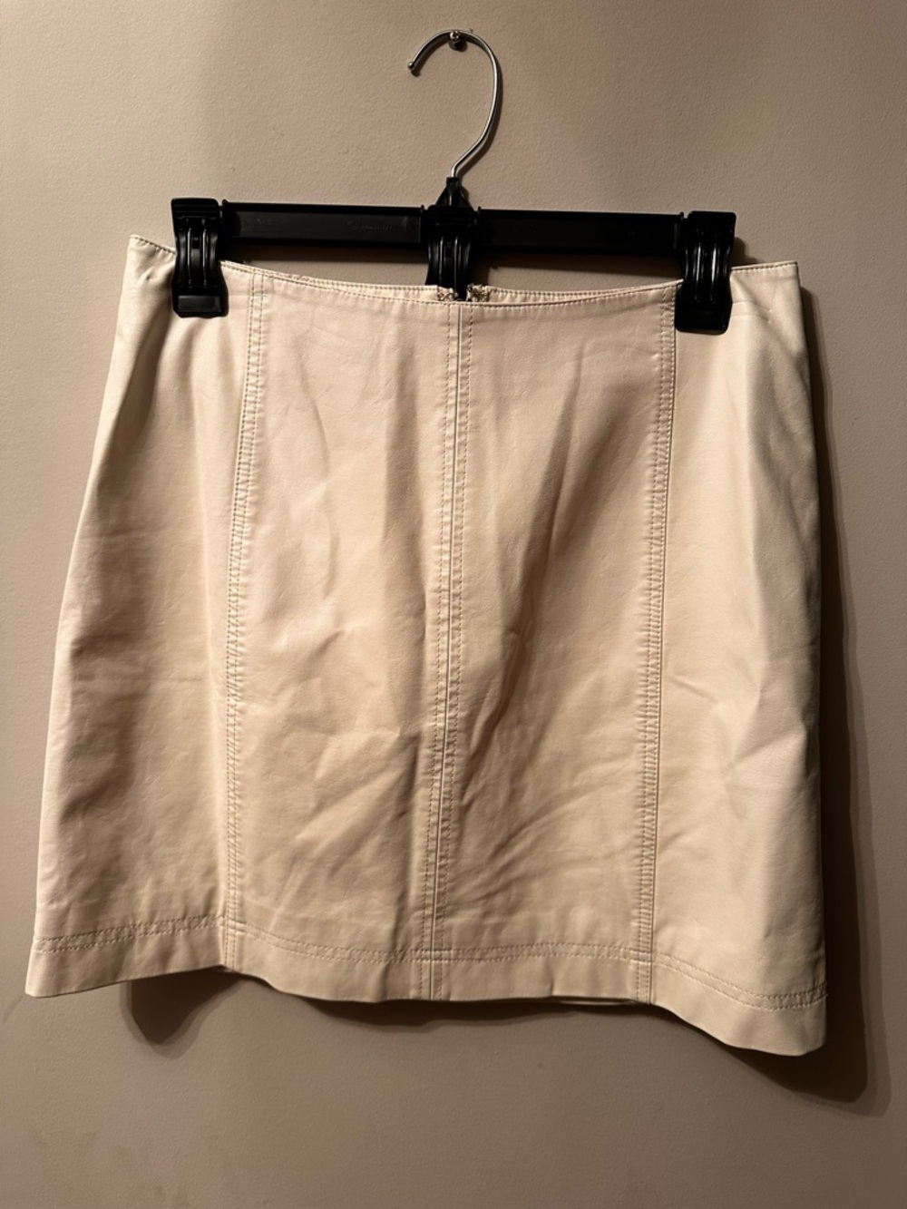 Free People Cream Faux Leather Mini Skirt Size 6